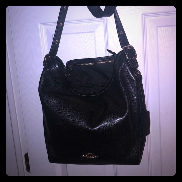 Black pebbled leather coach bucket bag - Picture 1 of 3